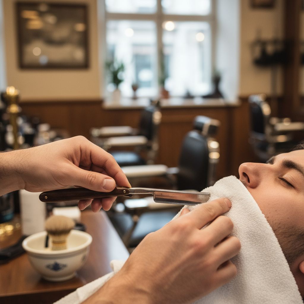 Traditionelle Nassrasur mit Hot Towel